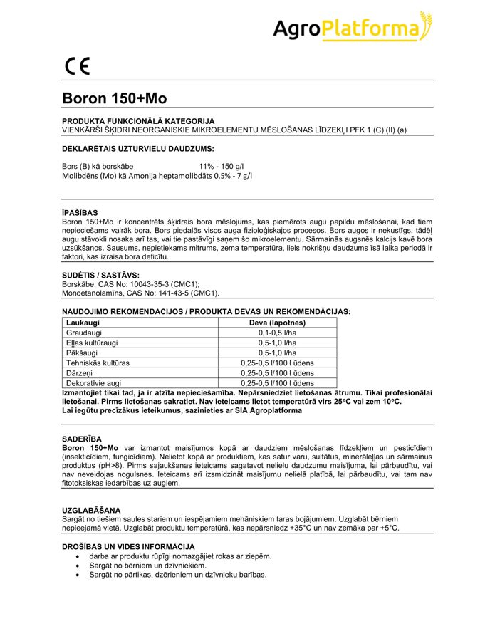 AgroPlatforma Boron 150+Mo (20l)