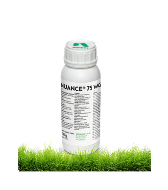 NUANCE 75 WG (100g) Selektīvs, sistēmas iedarbības herbicīds īsmūža divdīgļlapju nezāļu ierobežošanai graudaugos, darbīgā viela: metil-tribenurons, 750 g/kg, izmaksas no 1,31 EUR/ha