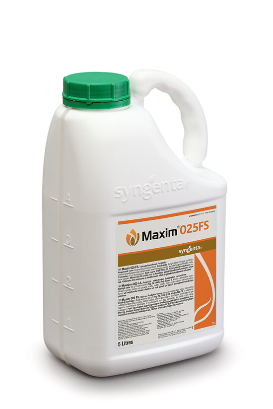 Maxim 025 FS (5l) Pieskares iedarbības fungicīds sēklu kodināšanai; satur Fludioksonilu 25g/l; izmaksas no 31.60 EUR/t